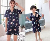 Wholesale Summer Family Matching Outfits T Kids Mother Silk Like Homewear Boys and Girls Cartoon Designer Pajamas Tops Pants Set