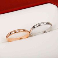 Wholesale 925 Silver Gold plated Single Diamond Ring European and American Style Men Women Trend Br Jewelry Couple Gifts