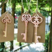Wholesale Keychains x Rustic Vintage Skeleton Key Bottle Opener Corkscrews For Wedding Favors Party Gifts Souvenirs Decor