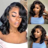 Wholesale Body Wave Lace Front Wig Short Wet and Wavy Lace Frontal Wig Cheap Headband Wig Human Hair Wigs For Black Women Remy Hair