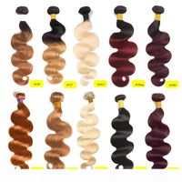 Wholesale Pre colored Raw Indian Hair Bundles b Ombre T1B J Body Wave Human Hair Weaves Bundles with Closure T1B T1B BUG