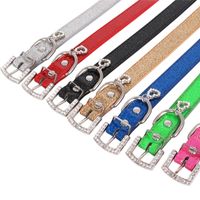 Wholesale Pet Dog Cat Collar Bling Love Heart Rhinestone Pendants Necklace Safety Soft Leather Cat Puppy Neck Strap Animal Accessories