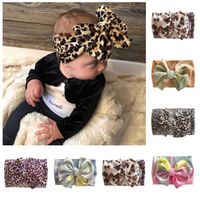 Wholesale Children Headbands Tie dyed Leopard Printed Large Bow Hair Band INS Infant Hair Bands Elastic Wide Headband Baby Girls Boys Headwear E120410