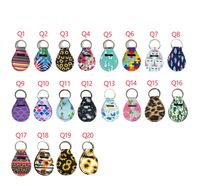 Wholesale SBR Neoprene Quarter Holder Keychain Diving material different Designs Pattern Floral Print with Metal Ring