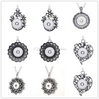 Wholesale Noosa chunks Ginger Snap Button Jewelry Antique Silver heart mm Snap Button Pendant for Women Snap Necklace