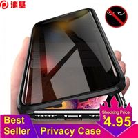 Wholesale Privacy Magnetic Case For Iphone XS XR X Plus SE Pro MAX Magnet Metal Tempered Glass Cover Protective