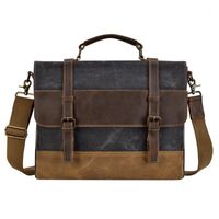 Wholesale Briefcases IMIDO Mens Messenger Bag Inch Waterproof Canvas Leather Waxed Briefcase Vintage Computer Laptop Satchel1