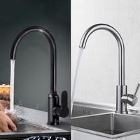 Wholesale Bathroom Sink Faucets Stainless Steel Cold Kitchen Faucet Degree Swivel Single Handle Vessel Mixer Tap
