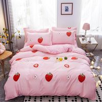 Wholesale Pink Strawberry Girl Printed Girl Boy Kid Bed Cover Set Duvet Cover Adult Child Bed Sheet Pillowcase Comforter Bedding Set1