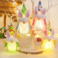 Wholesale LED Light Luminous Easter Bunny Gnomes Plush Faceless Elf Dwarf Long Beard Old Man Dolls Rabbit Ear Knit Sweater Doll Party Hanging Ornaments Pendant Gifts GQ6PB3Z