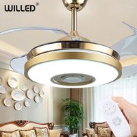 Wholesale Electric Fans Invisible Ceiling Fan Lights Remote Control Modern Lamps Inch Bluetooth Color Plafond Sans Lumiere Lighting Dining Bed Ro