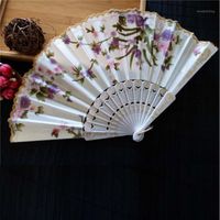 Wholesale New Chinese Japanese Vintage Fancy Folding Fan Hand Plastic Lace Silk Flower Dance Fans Party Supplies Gifts1