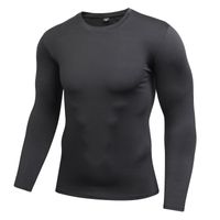 Wholesale Fast Quick Dry Sweat Black Red Compression Men s Long Sleeves Physical Layer Male Casual Shirt Tops Men Tees Exercise