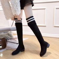 Wholesale Boots Over The Knee High Women Pumps Thick Heel Keep Warm Knight Winter Solid Color Socks Shoes Zapatillas Mujer