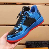 Wholesale Low cut high quality AirF THE TEN car line men s shoes off black white blue stitching joint sports fashion sneakers