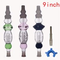 Wholesale Hot Selling inch oil pipes kits with mm Titanium Tip Titanium Nail Glass water Bongs Dab Straw oil rigs with plastic clip