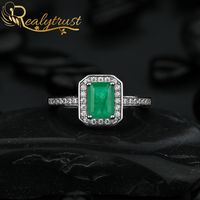 Wholesale Realytrust ct Created Emerald Gemstone Ring for Women Genuine Sterling Silver Fine Jewelry Wedding Anniversary Rings Gift B1205
