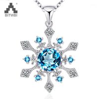 Wholesale Lockets Arrival Sterling Silver Snowflake Shape Topaz Pendant Necklace Fashion Cross Necklace For Christmas1