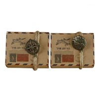 Wholesale Gift Wrap Kraft Candy Box Set Vintage Style Airplane Air Mail With Compass Wedding Party Travel Theme Souvenirs JA1