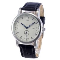 Wholesale Brand watches Men Leather Strap Calendar Date Wrist Watch small dial can work