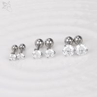 Wholesale Round Stainless Steel Stud Earrings For Women Men g Heart CZ Crystal Ear Studs Piercing Earring Jewelry MM