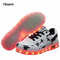 Wholesale led children shoes with usb Charge colors Boy Girl glowing Controllable Lamp Flashing Sport Casual Luminous sneakers LJ201027