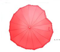 Wholesale Red Heart Shape Umbrella Romantic Parasol Long handled Umbrellas for Wedding Photo Props Umbrella Valentine Day gift sea ship FWB13453