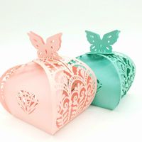 Wholesale Gift Wrap Butterfly Box Wedding Candy Boxes Laser Cutting Elegant Luxury Party Supplies Paper Bag Guests Sugar Box7ZSH137