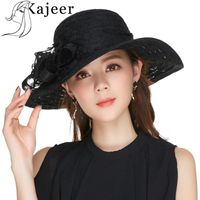 Wholesale Stingy Brim Hats Kajeer For Women Black Sexy Floral Crown Vintage Style Fascinator Sun Hat Party Dance Hair Accessory