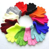 Wholesale Children Winter Gloves Solid Candy Color Boy Girl Acrylic Glove Kid Warm Knitted Finger Stretch Mitten Student Outdoor Glove Gift YHM370