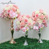 Wholesale Decorative Flowers Wreaths Pink Orchid Rose Peony Artificial Flower Ball Table Centerpiece Decor Wedding Backdrop Party Baby Show