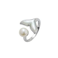 Wholesale S925 Sterling Silver Pearl Ring Settings Fashion K Gold Fishtail Mermaid Pearl Ring Mounts Accessories PS4MJZ102