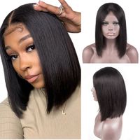 Wholesale 4 Lace frontal closure Wigs with baby hair short cutting bob wig human hair full lace wig pre pluck brazilian virgin hair middle part