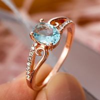 Wholesale Fashion Crystal Rose Gold Classical Cubic Wedding Rings For Women Female Elegant Oval Zircon Engagement ring Simple gift Jewelry
