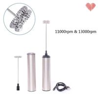 Wholesale Electric Foam Milk Frother Handheld Stainless Steel Coffee Foamer Whisk Mixer Kitchen Egg Beater Stirrer Durable Drink Mixer USB N2