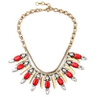 Wholesale Pendant Necklaces Fashion Red Resin Stone Flower Choker Necklace Crystal Vintage Chunky Statement Charm Brand Jewelry