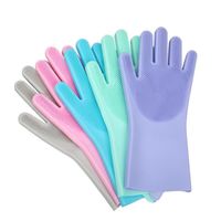 Wholesale 2Pcs Silicone Scrubber Rubber Cleaning Gloves Dusting Dish Washing Pet Care Grooming Hair Car Insulated Kitchen Helper