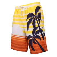 Wholesale Mens Colorful Coconut Tree Beach Shorts Swim Trunks Swimwear Summer Swimsuit Beachwear Hawaiian Surfing Boardshorts with Mesh Lining Pockets