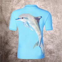 Wholesale Europe polo shirt men s abstract dolphin hot drill embroidery fashion printing plain cotton short sleeve T shirt