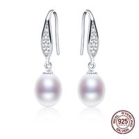 Wholesale Dangle Chandelier NYMPH S925 Sterling Silver Earrings Real White Natural Freshwater Pearl Drop Rice Shaped Fine Jewelry For Women E518