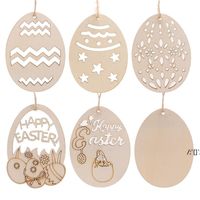 Wholesale Wood Products Easter Decoration Egg Pendant Family Party Props Home Decoration Children s Hand Painted Wood Chip RRB13420