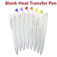 Wholesale Blank Heat Transfer Pen with Black Ink Sublimation Customized Ballpoint Pen Rotatable White Holder Ballpoint with Solid Color Clip for DIY Office School