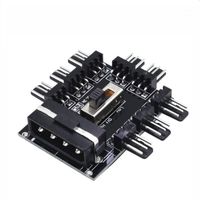 Wholesale Computer Cables Connectors Port Cooler Cooling Fan Hub Splitter Cable V PWM SATA Pin Molex To Channel Pin Power Supply Adapter Fo