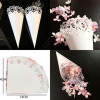 Wholesale Flower Barrel Wedding Decorations Favors DIY Conic Paper Lace Hollowing Out Scatter Flowers White Love Canister Marry Celebration dd p1