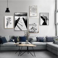Wholesale Paintings Black And White Figure Picture Home Decor Wall Art Nordic Canvas Painting Modern Scenery Posters Prints For Living Room1