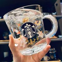 Wholesale Starbucks Christmas Mug Cold Water Gradients Tea Cup Cute Animal Print Ice Crystal Handle Discoloration In Ice Water Coffee Cups