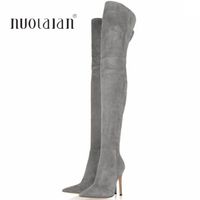 Wholesale Women Shoes Over The Knee Boots Sexy Thigh High Boots Autumn Winter Ladies Fashion High Heels Boots Shoes Woman T200425