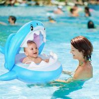 Wholesale Shark with Awning Sunshade Inflatable Floating Ring Baby Float Swimming Pool for Kids Seat Air Mattress Water Toys