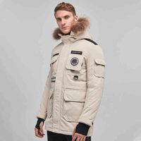 Wholesale Designer Luxury Winter Outdoor Canadian Map Table Down Jacket Mens Womens Raccoon Dog Hair Thickened Medium Long Casual Work Coat Gooses