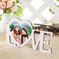 Wholesale Valentine Day Picture Sublimation Blank Wooden Paintings Board HDF LOVE Heart Ornaments Support Color Fastness xm L2